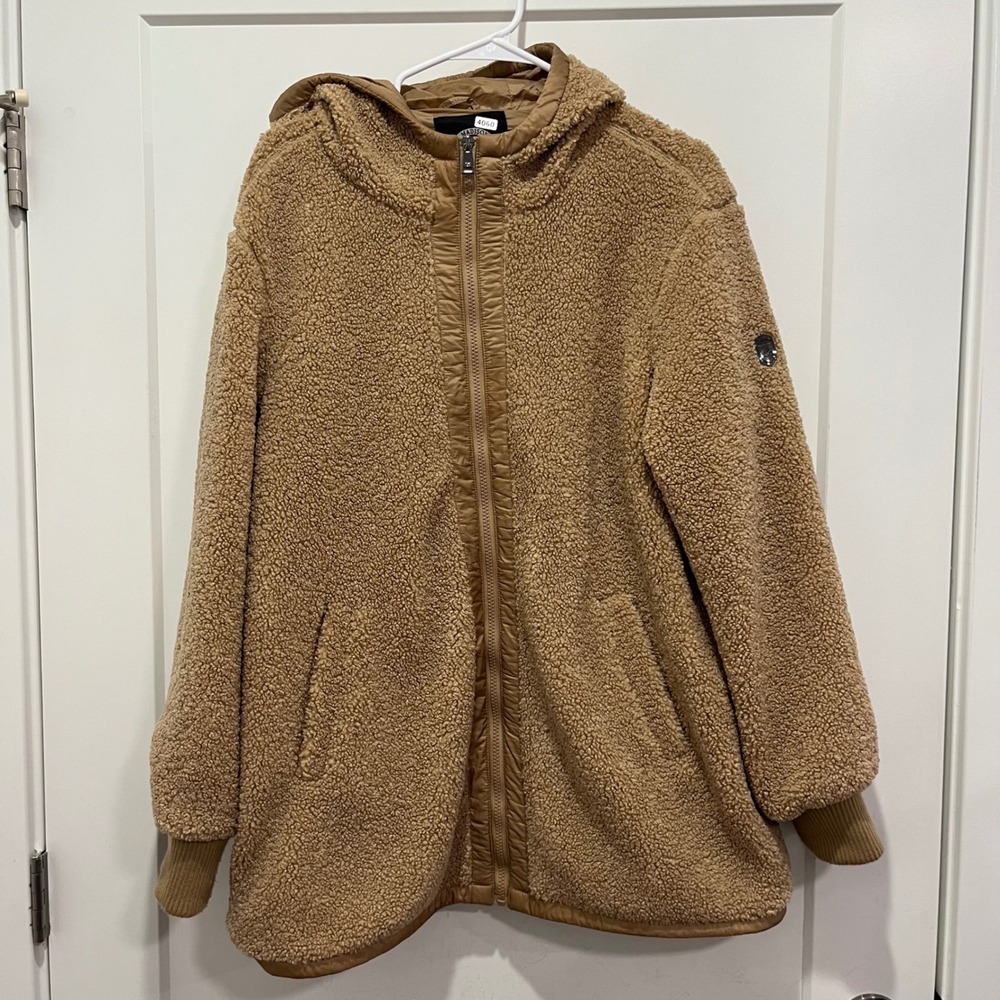 1 Madison Expedition Sherpa Fleece Full Zip Hoodie Jacket Tan Brown Large